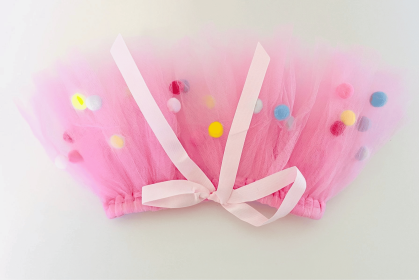 Pink Pom Pom Dog Tutu Skirt (size: large)