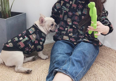 Animal Pattern - Matching Pet and Owner Clothing Set (Color: Black, size: 2XL)