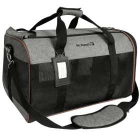 Mr. Peanut's Rhodium Series Mini Size Soft Sided Pet Carrier (Color: Platinum Gray, size: 18 In L X 12 In W X 9 In H)