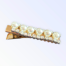 Pearlella Clips (style: Pearl and Rhinesone GOLD)