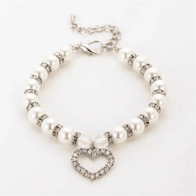 Heart and Pearl Necklace- White (size: small)