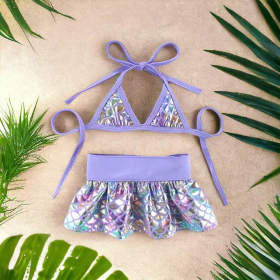 Bark Fifth Ave. Mermaid- Dog Bikini Set (Color: Purple, size: S)