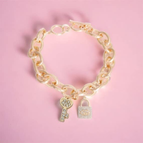 Lock and Key Gucchewi Charm Dog Collar Necklace (size: 10)