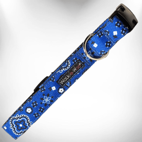Bandana Dog Collars (Color: Blue, size: XS 5/8" width fits 8-12" neck)