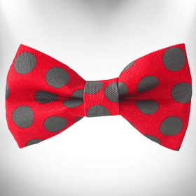 Polka Dot Dog Bow Tie (Color: Grey Dot on Red)