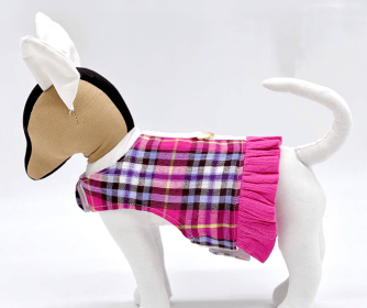 Pink Plaid Harness Vest with Ruffle Trim (size: XS)