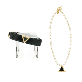 Jet Onyx Match Your Pet Gift Set (Color: Gold Color, size: S)