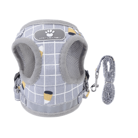 Pet Mesh Harness Dog Leash Set (Color: Grey, size: M)