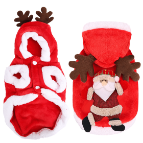 Pet Christmas Clothes Santa Claus Reindeer Antlers (Color: Red, size: L)