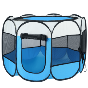 Portable Foldable Pet Tent (Color: Blue, size: L)