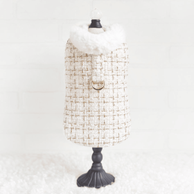 Chantel Tweed Dog Coat (Color: Cream, size: SM)