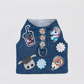 Cool Pup Dog Harness (Color: blue-flowers, size: XS)