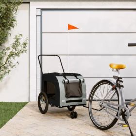 Pet Bike Trailer Red and Gray Oxford Fabric&Iron (Options: Black and Gray)