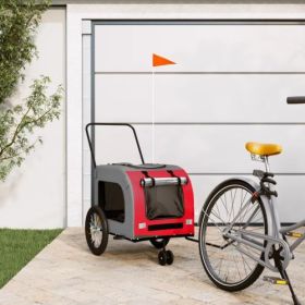 Pet Bike Trailer Red and Gray Oxford Fabric&Iron (Options: Large Red and Gray)
